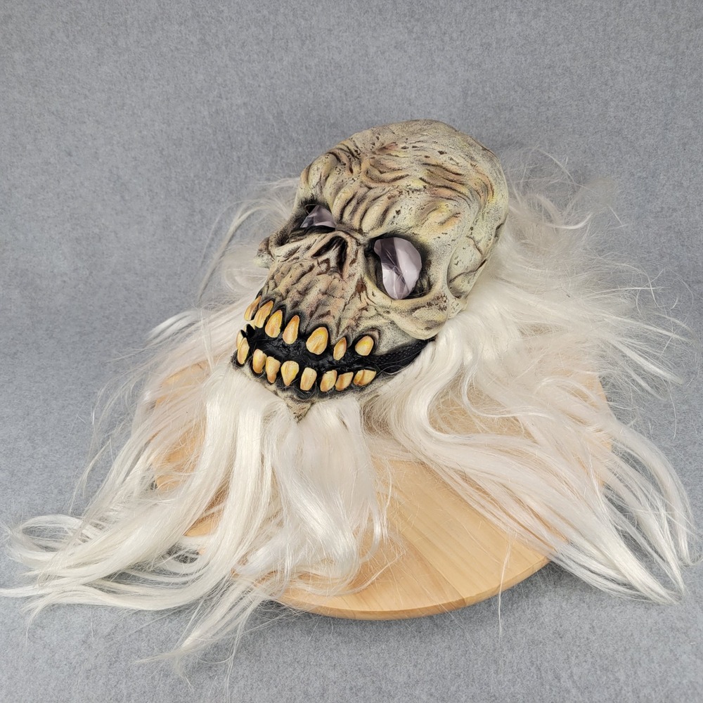 Paper Magic Group Skull Mask Adult OS White Vintage 2003 Long Hair Latex Horror